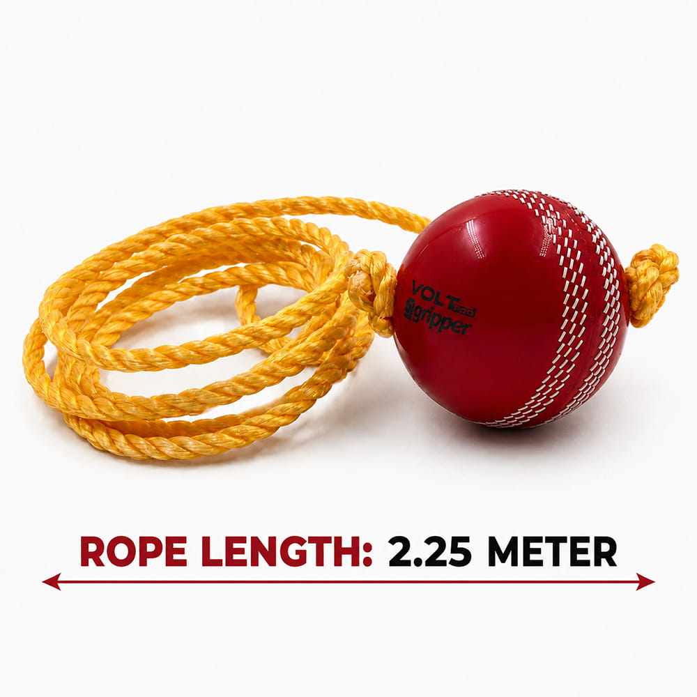 Volt Pro PVC Hanging Cricket Practice Ball is designed for solo batting practice and cricket training. The PVC ball comes attached with a 2.25-meter hanging rope, allowing easy setup for batting practice without needing a bowling partner. Suitable for kids, beginners, and cricket players. Volt Pro PVC Hanging Cricket Practice Ball is designed for solo batting practice and cricket training. The PVC ball comes attached with a 2.25-meter hanging rope, allowing easy setup for batting practice without needing a bowling partner. Suitable for kids, beginners, and cricket players.
