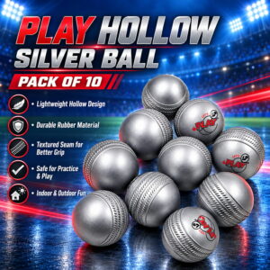 Volt Pro Shakti Hollow Rubber Ball is a premium quality silver printed rubber ball designed for kids, recreational games, practice, and active play. With a 2.5-inch size, it is easy to handle and suitable for indoor and outdoor activities. This pack contains 10 balls.
