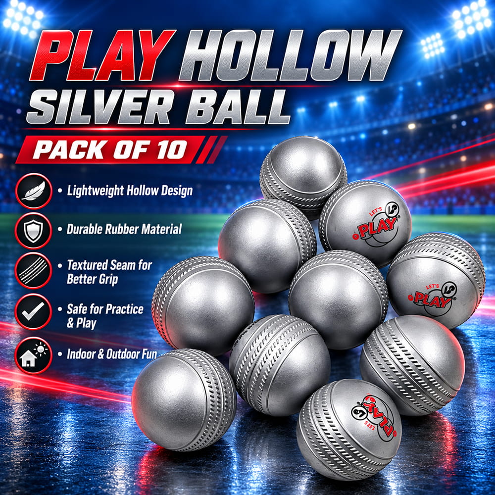 Volt Pro Shakti Hollow Rubber Ball is a premium quality silver printed rubber ball designed for kids, recreational games, practice, and active play. With a 2.5-inch size, it is easy to handle and suitable for indoor and outdoor activities. This pack contains 10 balls.