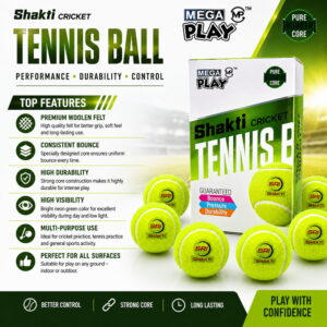 Volt Pro Shakti Yellow Cricket Tennis Balls are designed for tournament-style practice, gully cricket, and matches. Featuring a durable rubber core and high-bounce performance for reliable handling and gameplay.