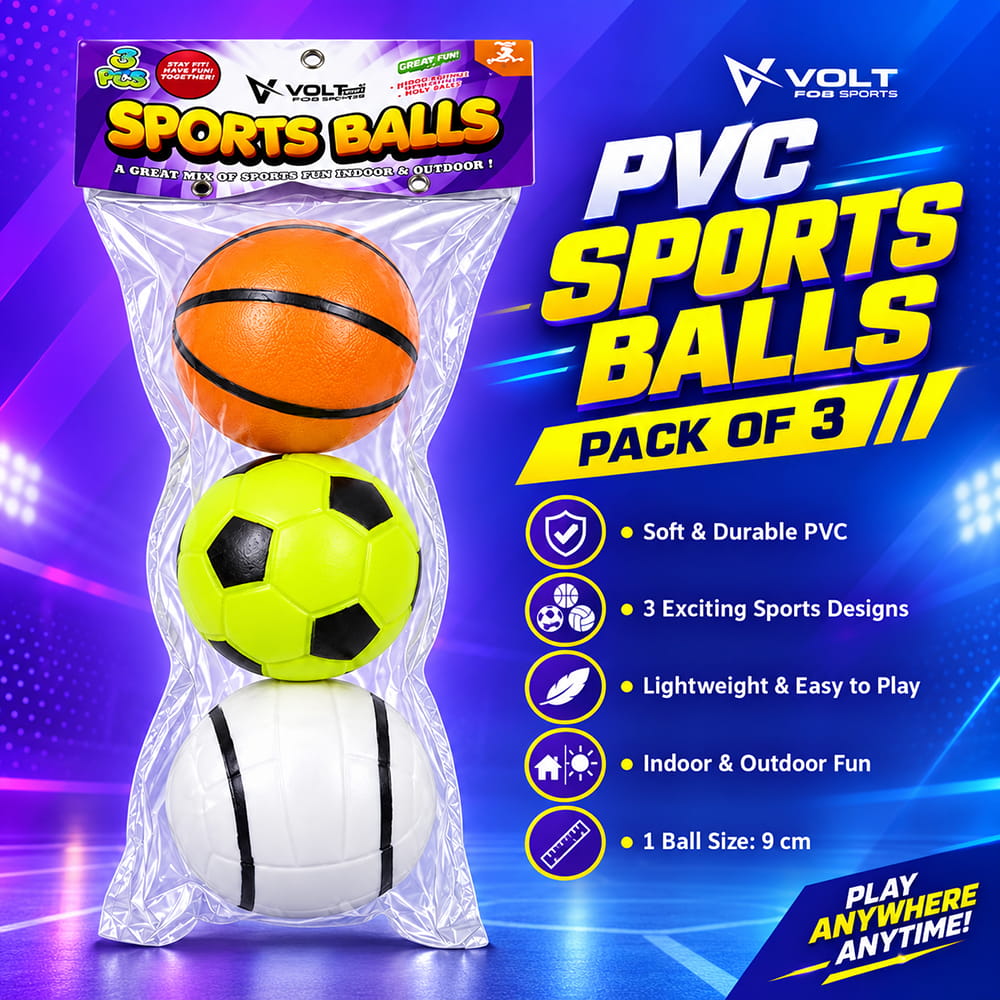 Volt Pro Sports Balls are made with soft poly material and designed for throwing, catching, and bouncing. Suitable for indoor and outdoor play, these high-bounce balls offer fun and active play for kids and all age groups. Volt Pro Sports Balls are made with soft poly material and designed for throwing, catching, and bouncing. Suitable for indoor and outdoor play, these high-bounce balls offer fun and active play for kids and all age groups.