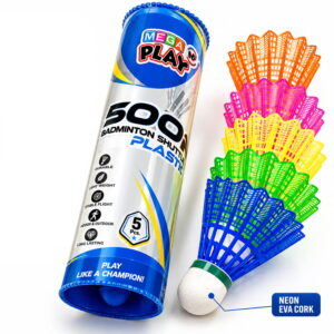 Volt Pro Super Badminton Shuttlecocks feature a neon coloured design with an EVA cork base. The pack includes 5 shuttlecocks for badminton practice and recreational play.