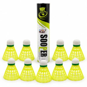 Volt Pro Super Plastic Shuttlecocks in yellow colour are designed for badminton practice and recreational play. The pack includes 10 shuttlecocks for regular use.