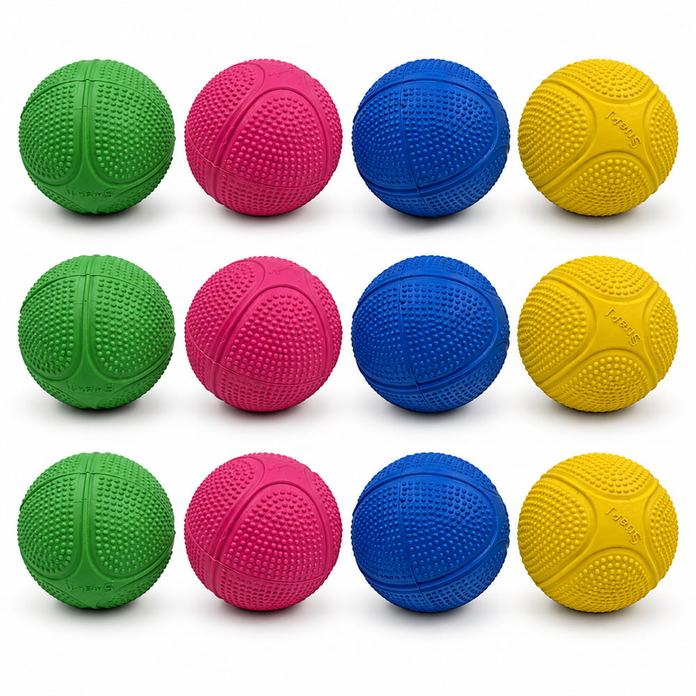 Volt Pro Trang Sponge Rubber Ball is a premium quality rubber ball designed for kids, recreational games, practice, and active play. With a 2.5-inch size, it is easy to handle and suitable for indoor and outdoor activities. This pack contains 12 balls. Volt Pro Trang Sponge Rubber Ball is a premium quality rubber ball designed for kids, recreational games, practice, and active play. With a 2.5-inch size, it is easy to handle and suitable for indoor and outdoor activities. This pack contains 12 balls.