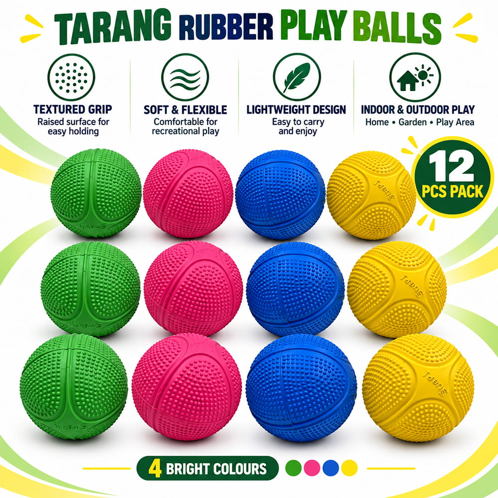 Volt Pro Trang Sponge Rubber Ball is a premium quality rubber ball designed for kids, recreational games, practice, and active play. With a 2.5-inch size, it is easy to handle and suitable for indoor and outdoor activities. This pack contains 12 balls. Volt Pro Trang Sponge Rubber Ball is a premium quality rubber ball designed for kids, recreational games, practice, and active play. With a 2.5-inch size, it is easy to handle and suitable for indoor and outdoor activities. This pack contains 12 balls.