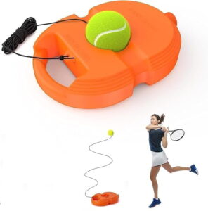 Volt Pro Tennis Trainer Rebound Ball is a convenient self-practice equipment for improving tennis skills without a partner. The rebound ball with elastic string provides repeated returns, while the stable base helps keep the trainer in position during practice.