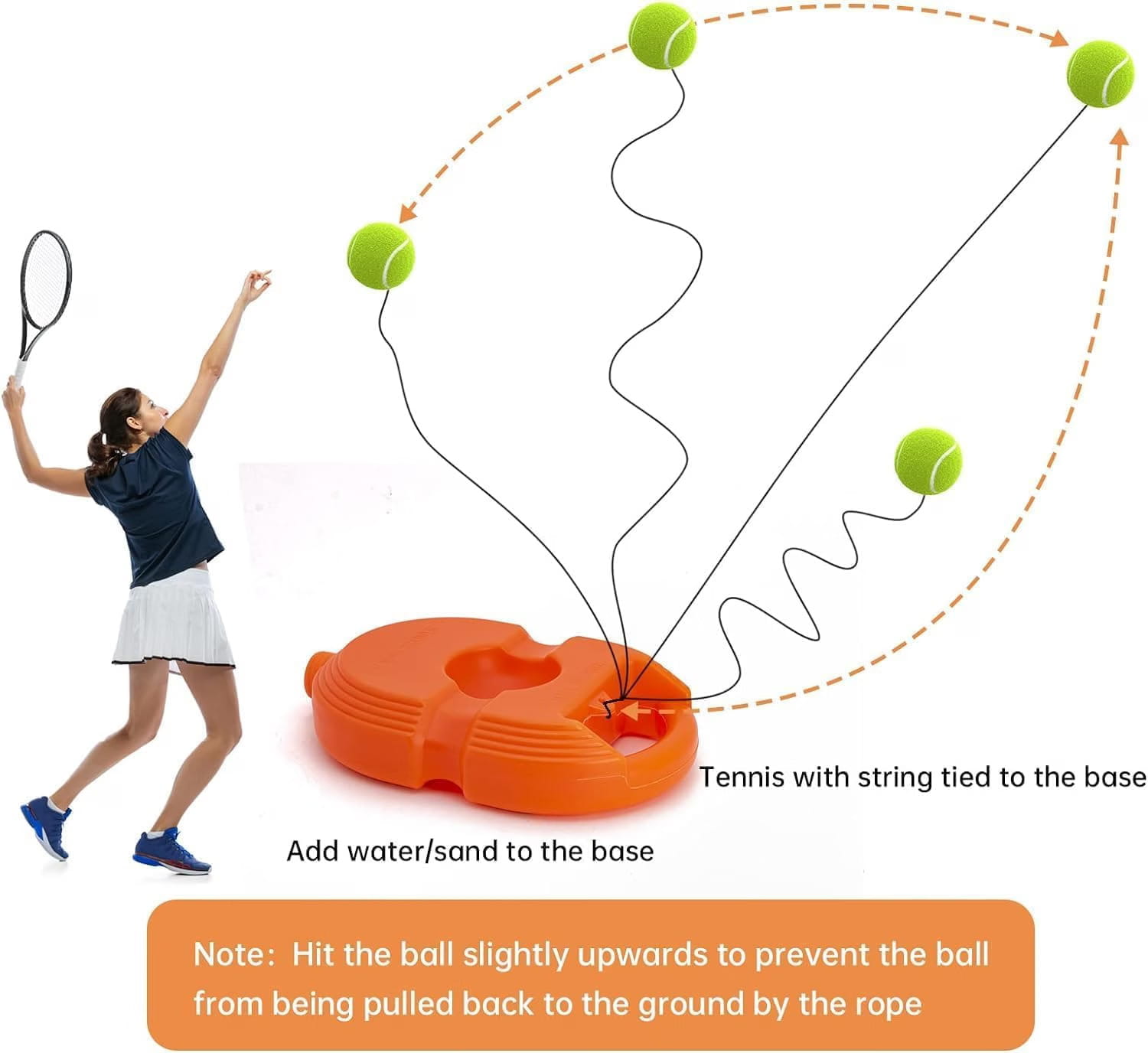 Volt Pro Tennis Trainer Rebound Ball is a convenient self-practice equipment for improving tennis skills without a partner. The rebound ball with elastic string provides repeated returns, while the stable base helps keep the trainer in position during practice.