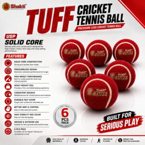 Volt Pro Tuff Pressureless Red Cricket Tennis Balls are designed for long-lasting use with a solid rubber core and consistent bounce. Suitable for cricket practice, training, matches, and gully cricket.