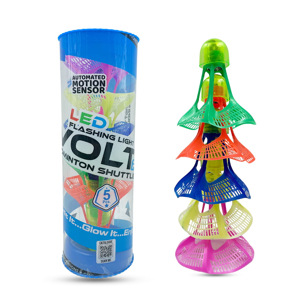 Volt Pro Twink LED Flashing Shuttlecock Pack of 5 adds extra fun to badminton sessions with built-in flashing lights. Designed for better visibility during low-light play, it is suitable for night games, outdoor activities, casual practice, and recreational badminton.