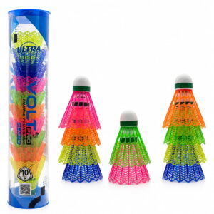 Volt Pro Ultra Coloured Badminton Shuttlecocks feature a premium EVA cork base and durable plastic skirt for stable flight and reliable performance. Suitable for practice, training, and regular badminton play.