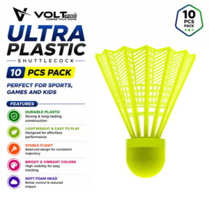 Volt Pro Ultra Coloured Badminton Shuttlecocks feature a premium EVA cork base and durable plastic skirt for stable flight and reliable performance. Suitable for practice, training, and regular badminton play.