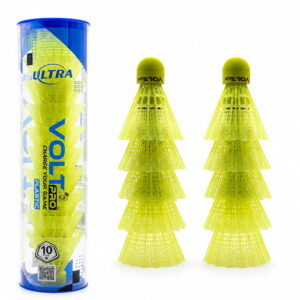 Volt Pro Ultra Badminton Shuttlecocks feature a premium EVA cork base and durable plastic skirt for stable flight and reliable performance. Suitable for practice, training, and regular badminton play.