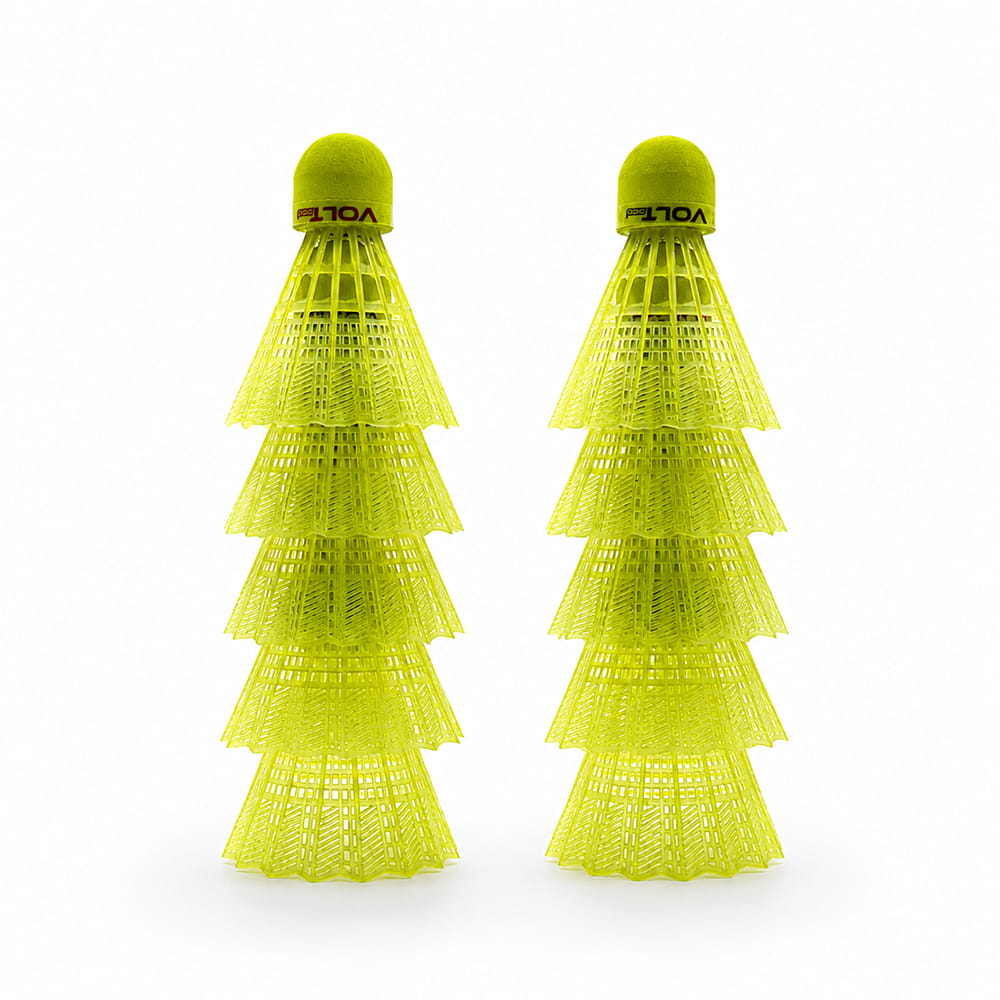 Volt Pro Ultra Badminton Shuttlecocks feature a premium EVA cork base and durable plastic skirt for stable flight and reliable performance. Suitable for practice, training, and regular badminton play.