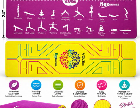 Volt Pro UV Printed Yoga Mat features printed yoga pose instructions to help guide your practice. Made with a soft dual-layer design and anti-skid surface, it is easy to roll, unroll, and carry with the included carry bag.