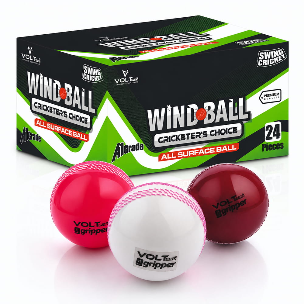 Volt Pro Coloured Seam Wind Balls are lightweight cricket balls designed for swing, seam bowling, practice, and recreational play. The 90g construction provides easy handling for regular training sessions.