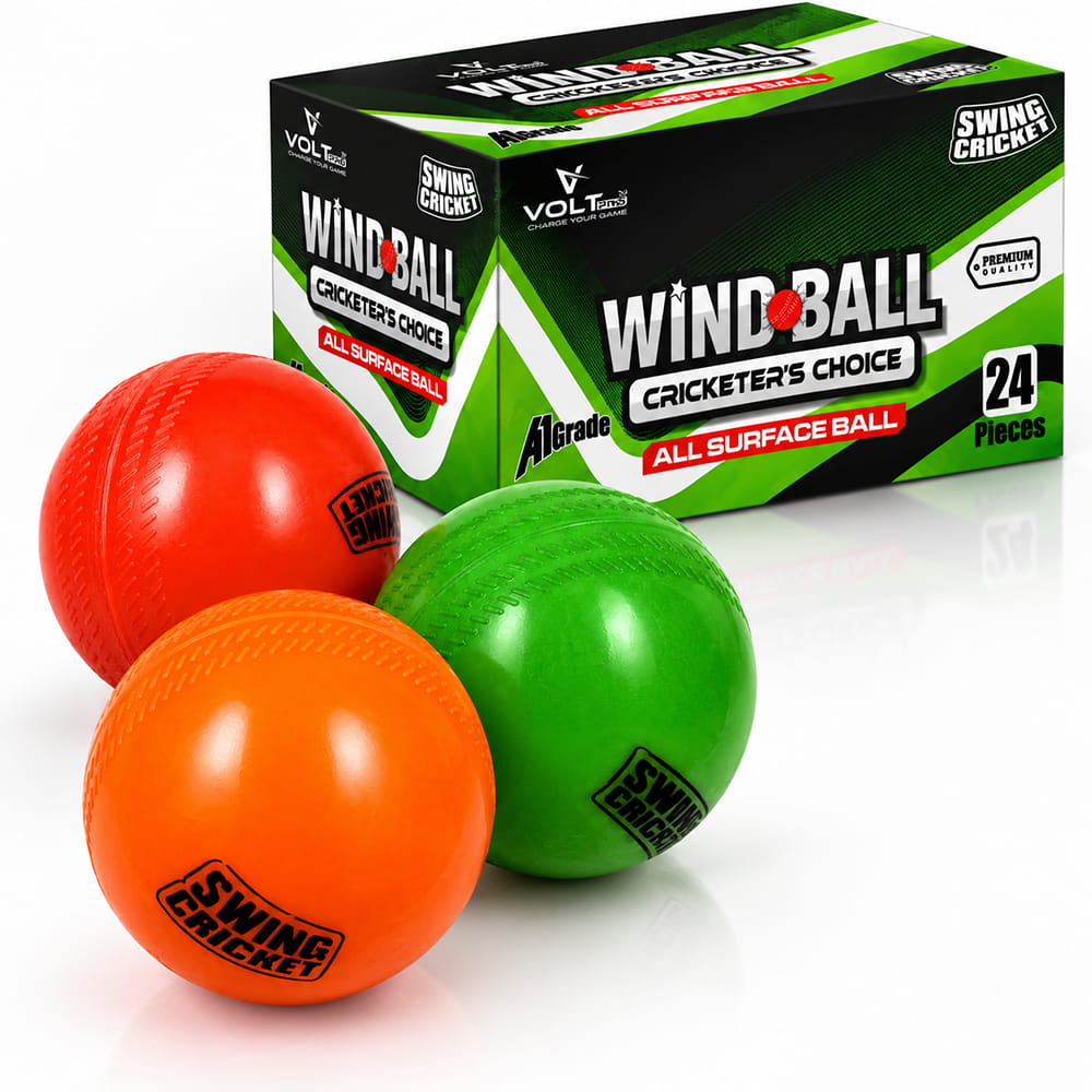 Volt Pro Wind Balls are lightweight cricket practice balls designed for regular training, recreational games, and bowling practice. Each ball weighs approximately 90g and offers easy handling during gameplay.