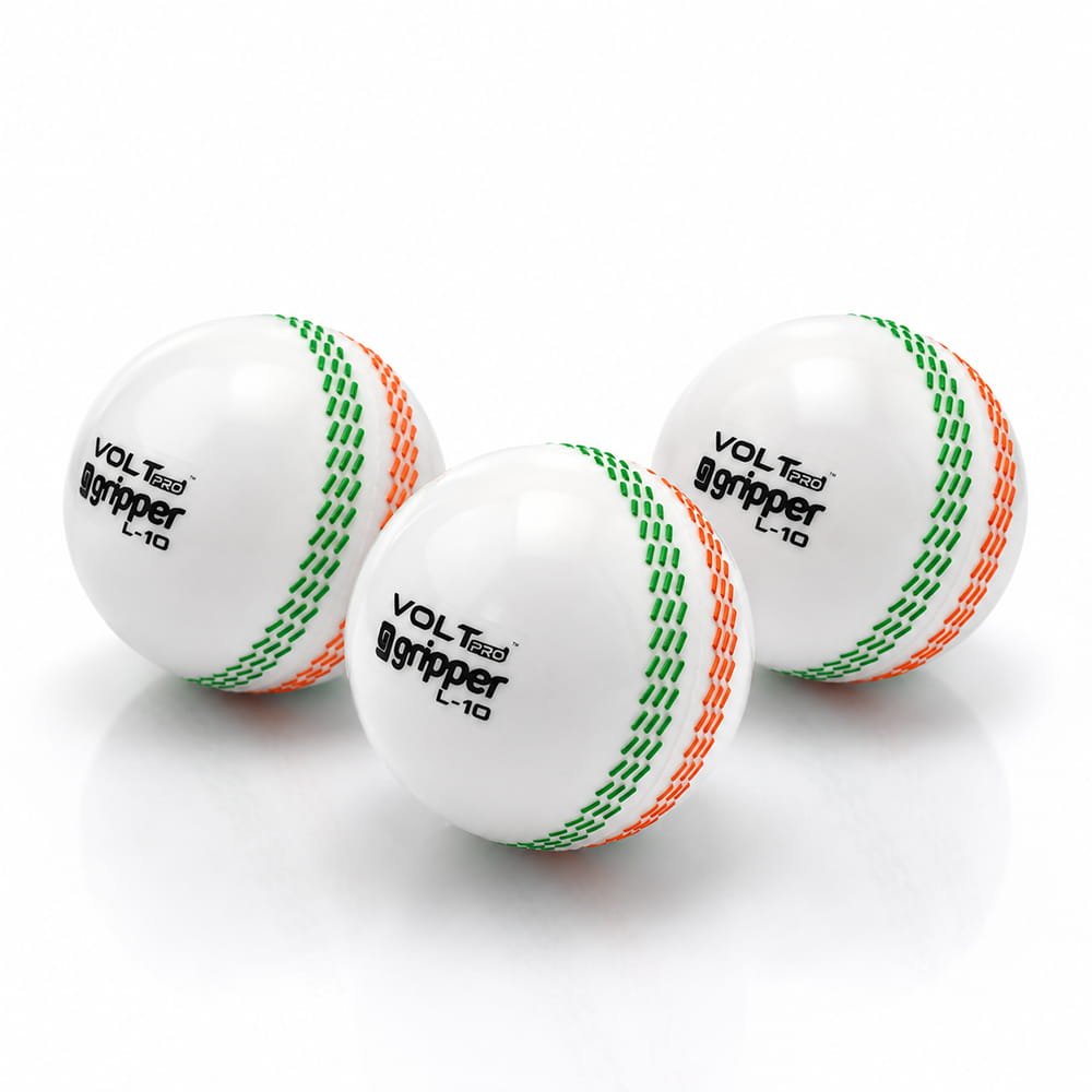 Volt Pro Tricolour Wind Balls are designed for swing and seam bowling practice. With a 90g lightweight construction and tri-coloured seam, they offer easy visibility and handling during cricket training and recreational play.