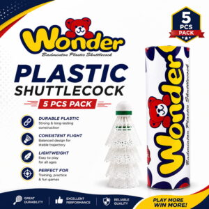 Volt Pro Wonder White Plastic Shuttlecocks are designed with premium-quality plastic construction for stable flight and reliable performance. The set includes 5 shuttlecocks with a transparent tube for convenient storage and carrying.