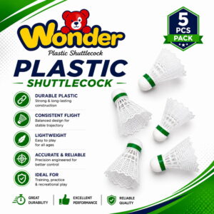Volt Pro Wonder White Plastic Shuttlecocks are designed with premium-quality plastic construction for stable flight and reliable performance. The set includes 5 shuttlecocks with a transparent tube for convenient storage and carrying.