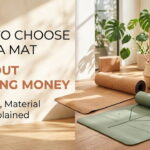 Woman in downward dog on a Volt Pro 4mm TPE yoga mat"; "Rolled yoga mats in five colours"; "UV printed yoga mat with carry bag in a park"; "Man doing a home workout on an anti-slip yoga mat.